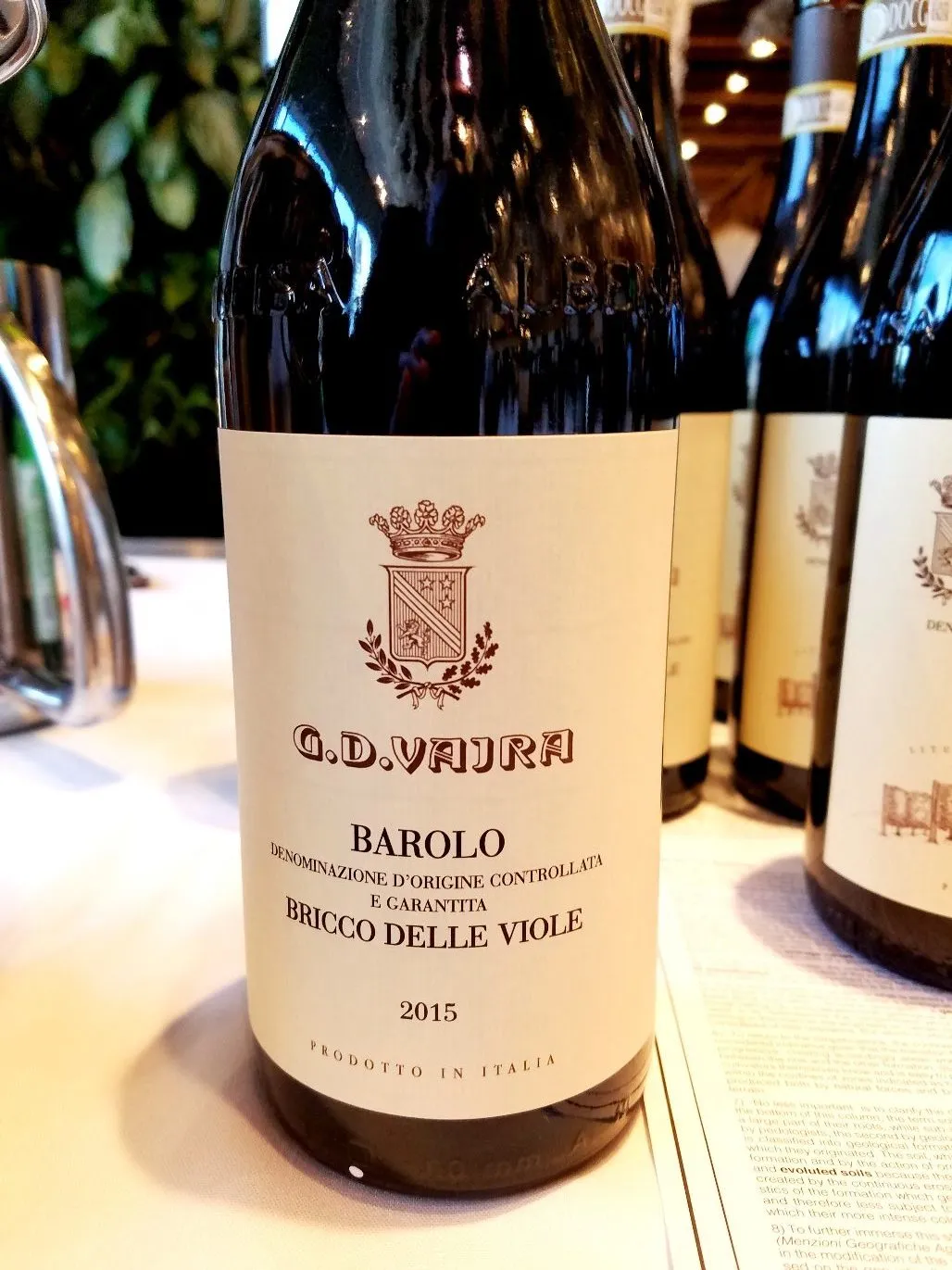 G.D. Vajra Barolo Bricco Delle Viole 2015 Piedmont Italy, Slow Wine New York Winetasting, Wine Casual