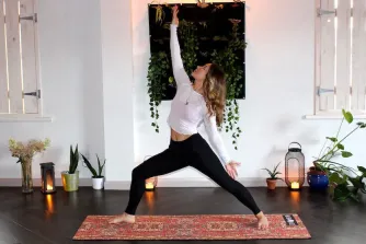 woman doing yoga flow with effort and ease