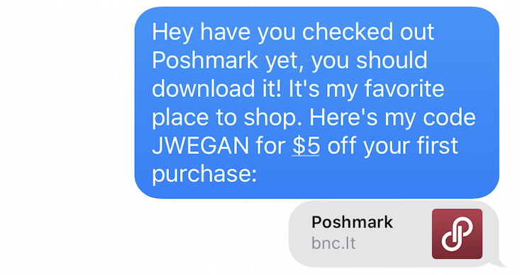 Poshmark SMS invite