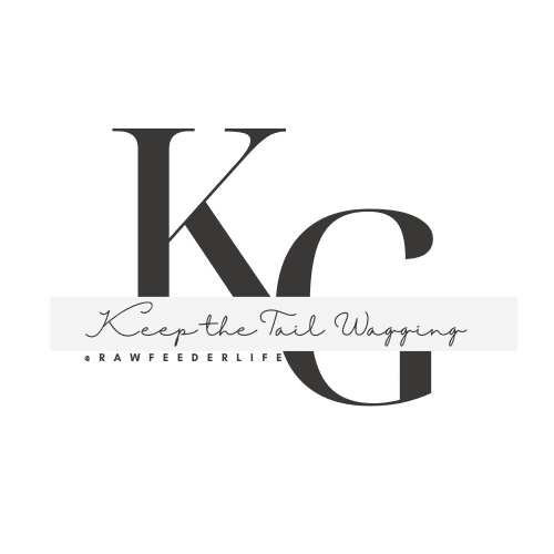 Black White Minimalist Aesthetic Initials Font Logo - transparent background Keep the Tail Wagging | @RawFeederLife logo with KG initials