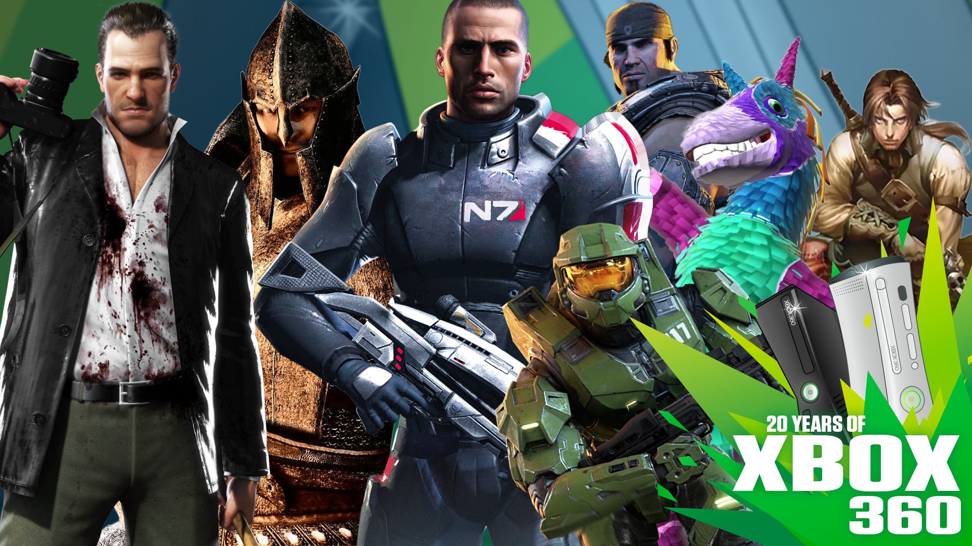 A montage of famous characters from the most important Xbox 360 games.